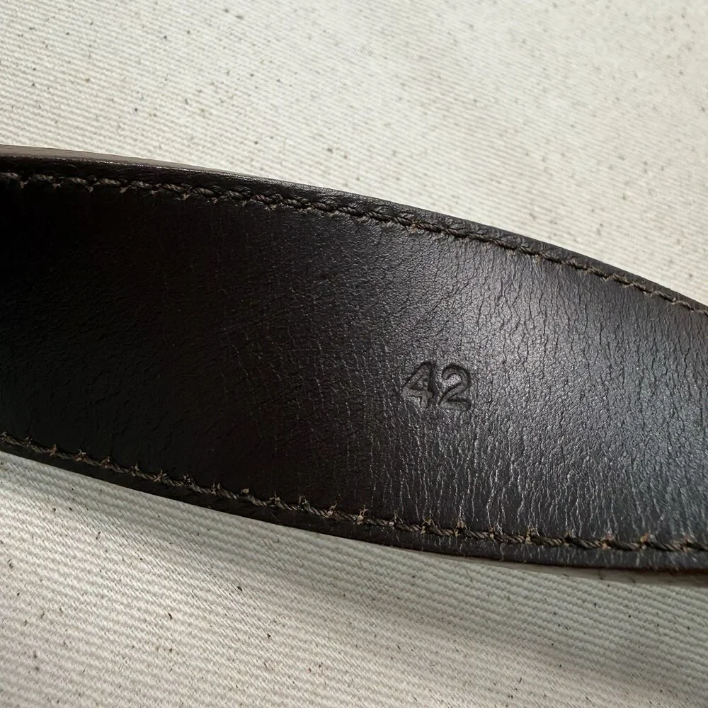 Salvatore Ferragamo Men’s Size 42 Brown Leather Belt Large Buckle Made Italy